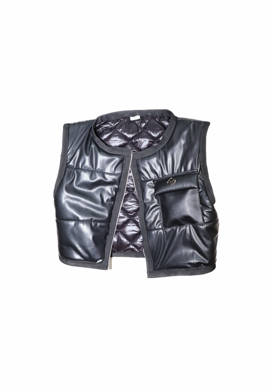 The Opoque quilted leather gilet